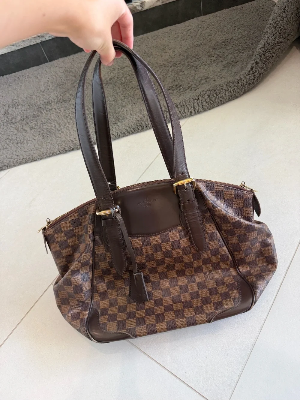 Louis Vuitton Damier Ebene Browni Checkered Shoulder Bag